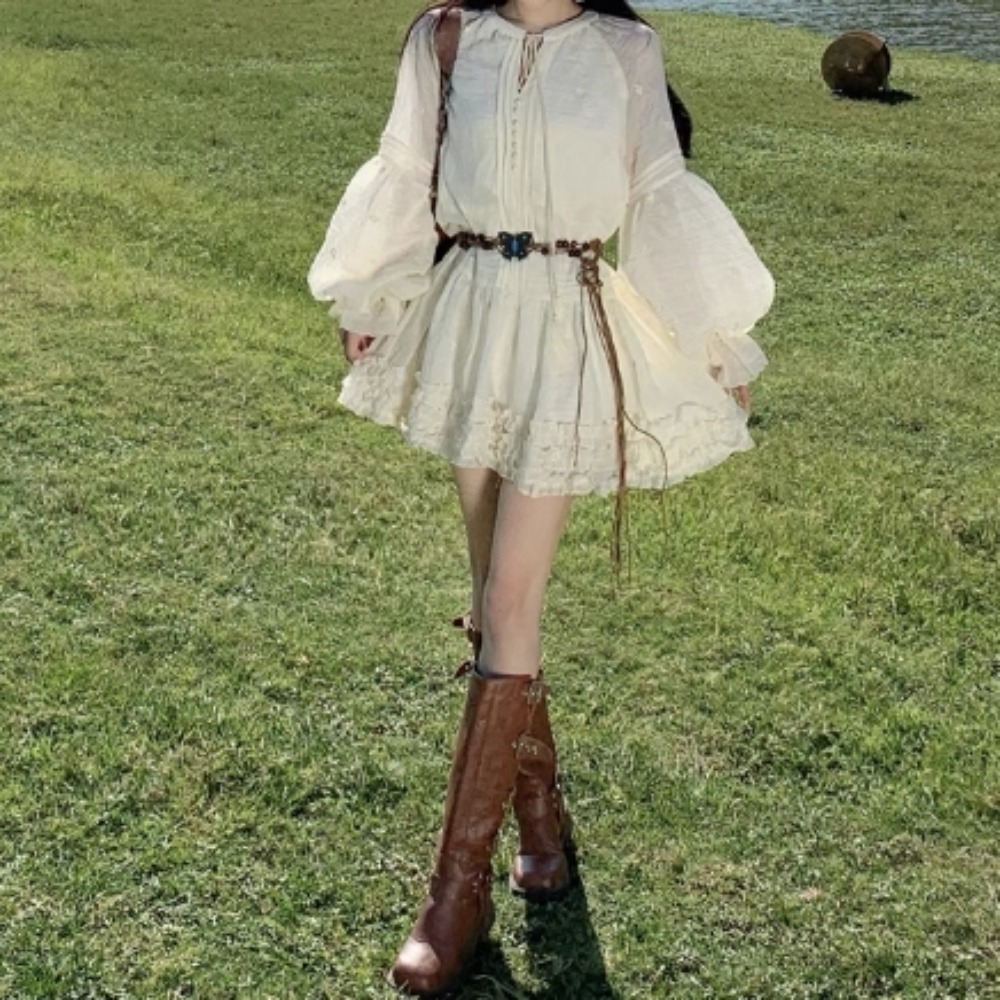 Sweet Embroidered O-neck Lace- - đánh giá và giá Winter Clothing Dress Up