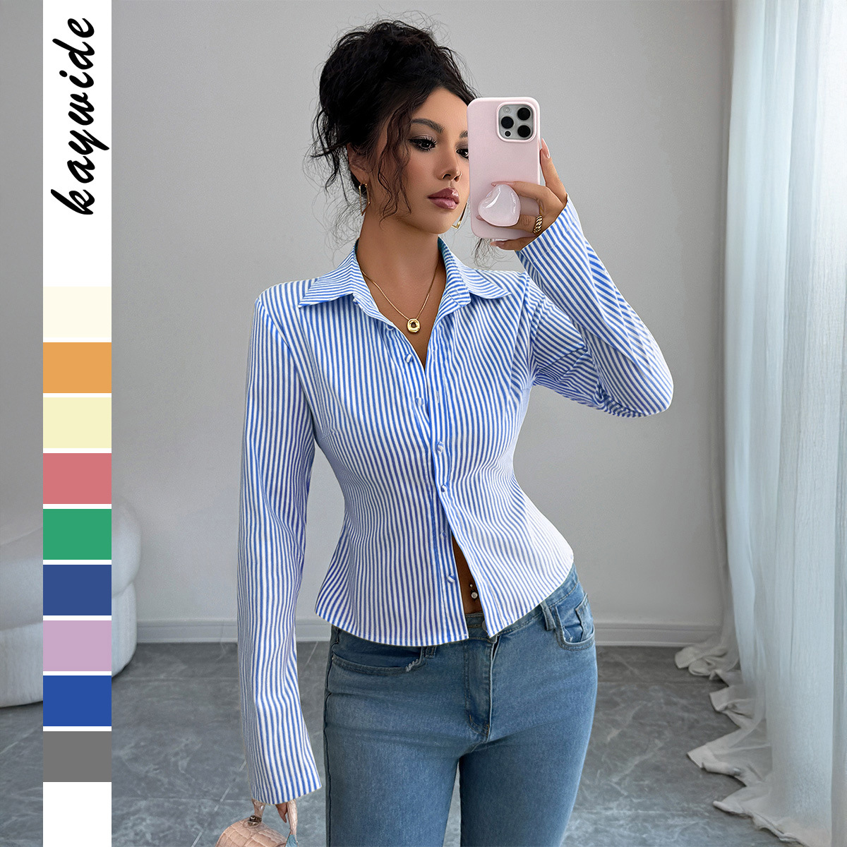 Casual Simple Striped Long-sle - đánh giá và giá Winter Clothing Dress Up