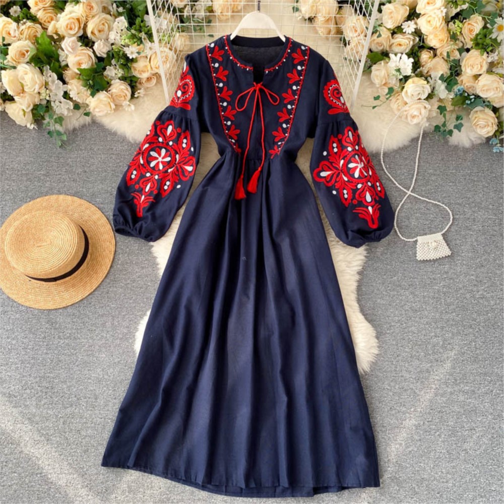 Loose Dress Embroidered Flower - đánh giá và giá Winter Clothing Dress Up