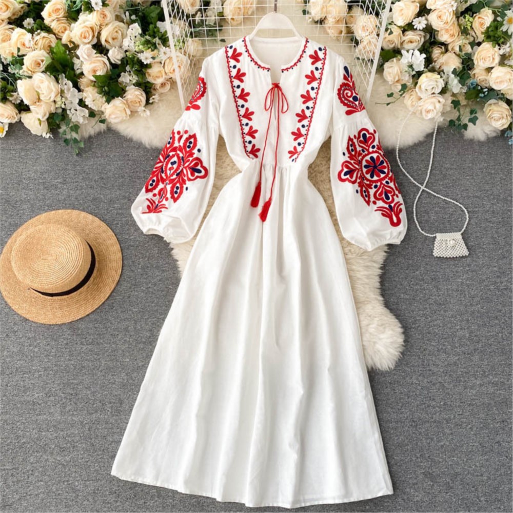 Loose Dress Embroidered Flower - đánh giá và giá Winter Clothing Dress Up