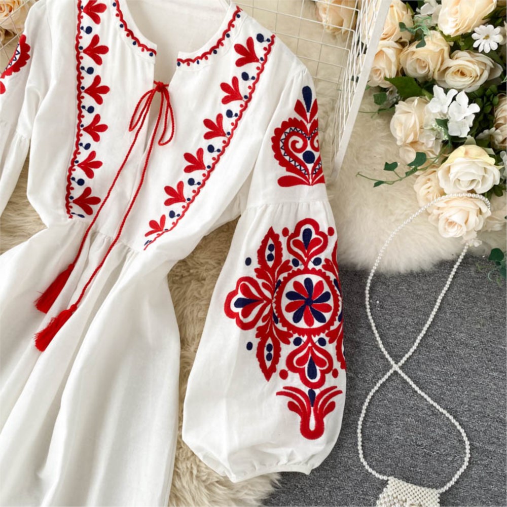 Loose Dress Embroidered Flower - đánh giá và giá Winter Clothing Dress Up