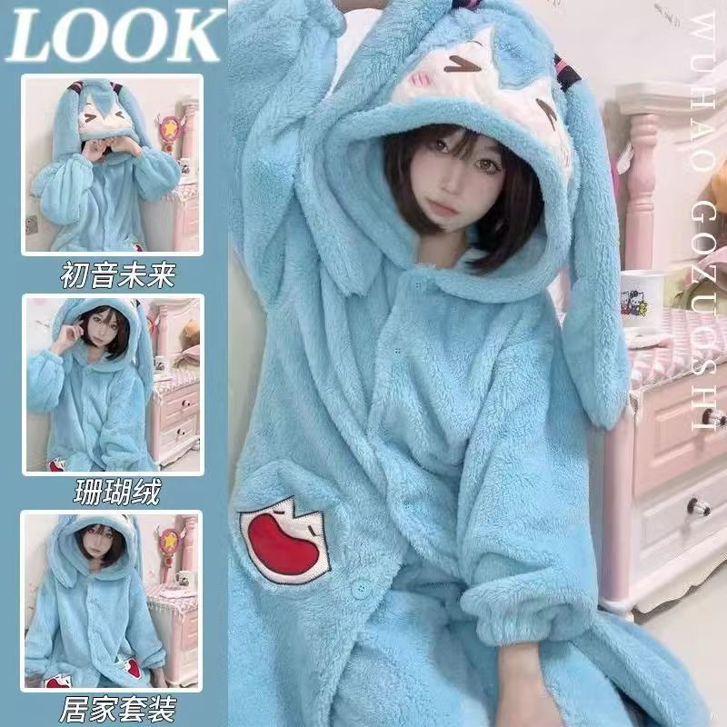 Miku Anime Pajamas Cute Winter - đánh giá và giá Winter Clothing Anime
