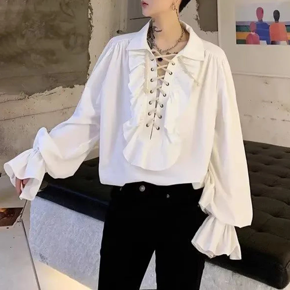 Mens Ruffled Long-Sleeved Shir - đánh giá và giá Winter Clothing Dress Up